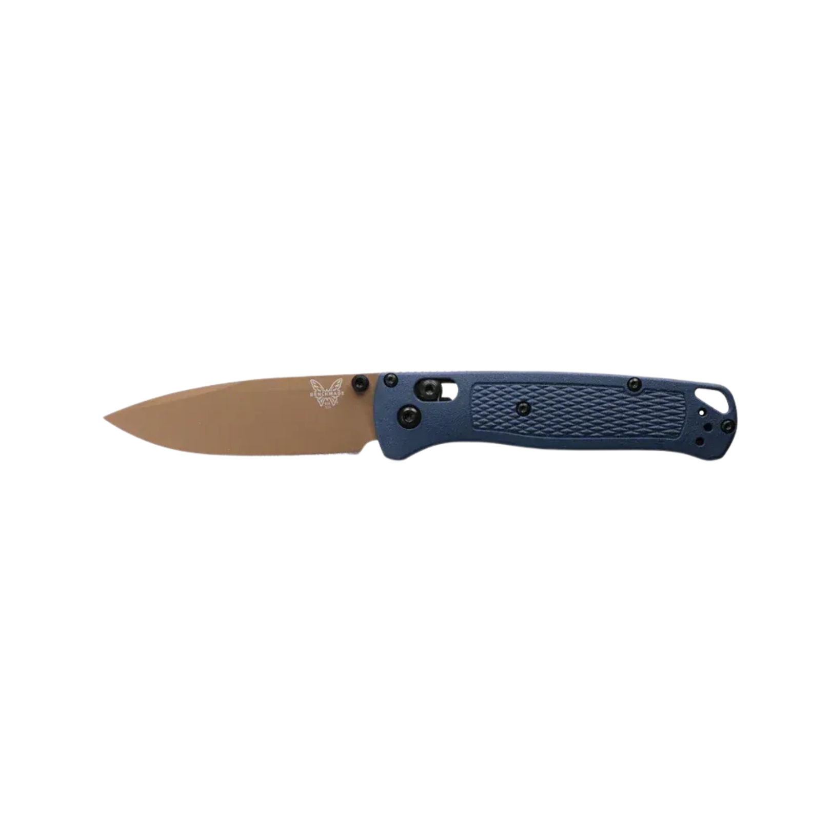 Benchmade Bugout Crater Blue drop-point knife open right view