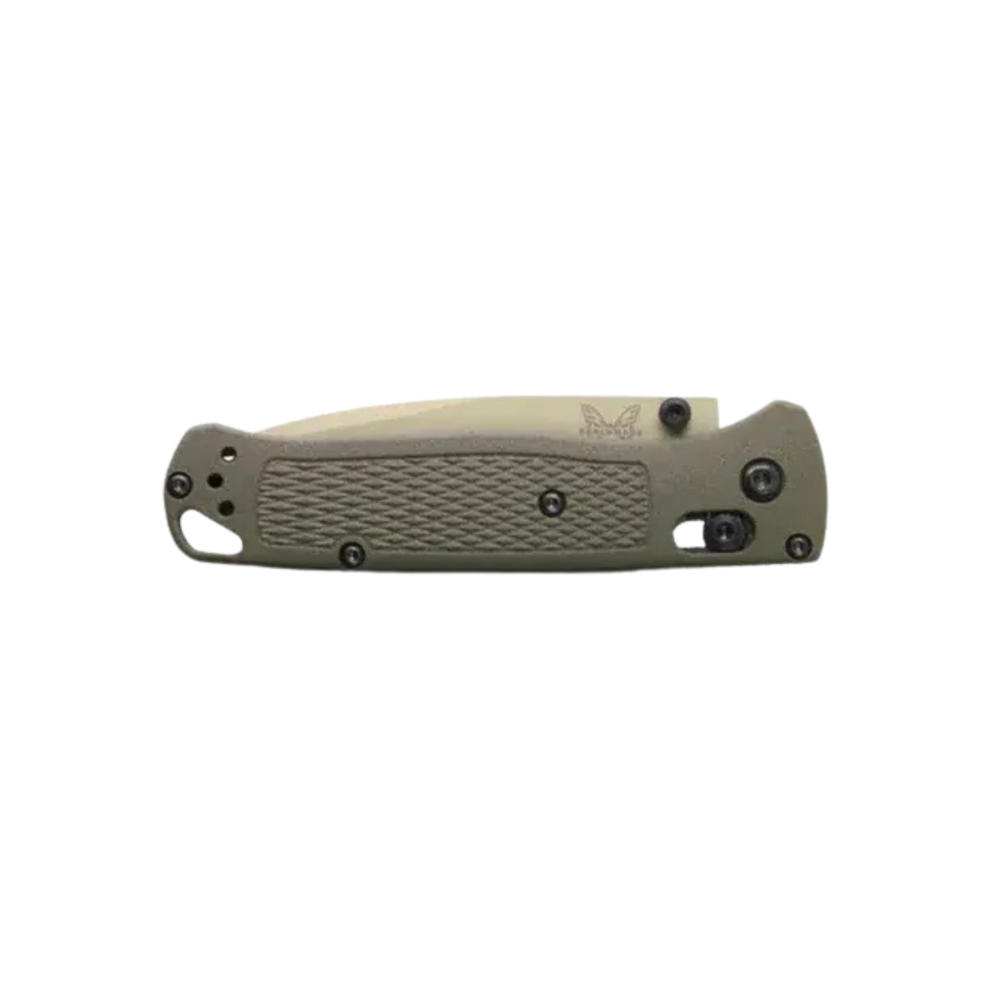Benchmade Bugout dark olive drop-point knife closed side view
