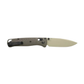 Benchmade Bugout dark olive drop-point knife open right view with clip