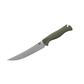 Benchmade Meatcrafter trailing point knife with dark olive handle shown open full profile