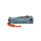 Benchmade Mini Adira drop point knife closed showing depth blue handle and orange lanyard