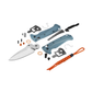 Benchmade Mini Adira knife exploded view showing blade components hardware and depth blue handle scales