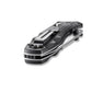 Benchmade Mini Barrage 585 handle spine detail showing layered construction and pocket clip attachment