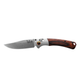 Benchmade Mini Crooked River clip-point knife open profile showing grey aluminum bolster and wood handle