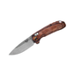 Benchmade North Fork drop-point knife angled open view highlighting blade and stabilized wood handle