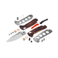 Benchmade North Fork drop-point knife disassembled view with stabilized wood handles and internal components
