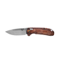 Benchmade North Fork drop-point knife open left side with stabilized wood handle and stonewashed blade