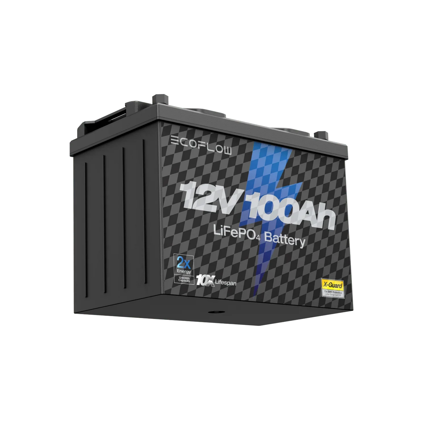 EcoFlow 12V 100Ah LiFePO4 Battery angled left view