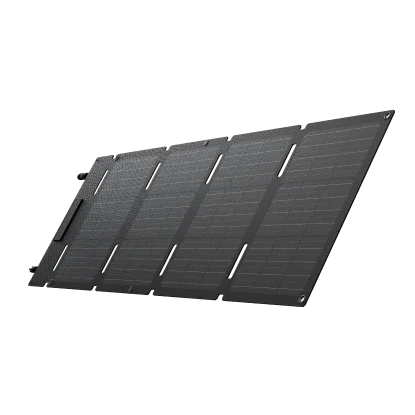 EcoFlow 45W solar panel shown at an angled front view for optimal sunlight capture.