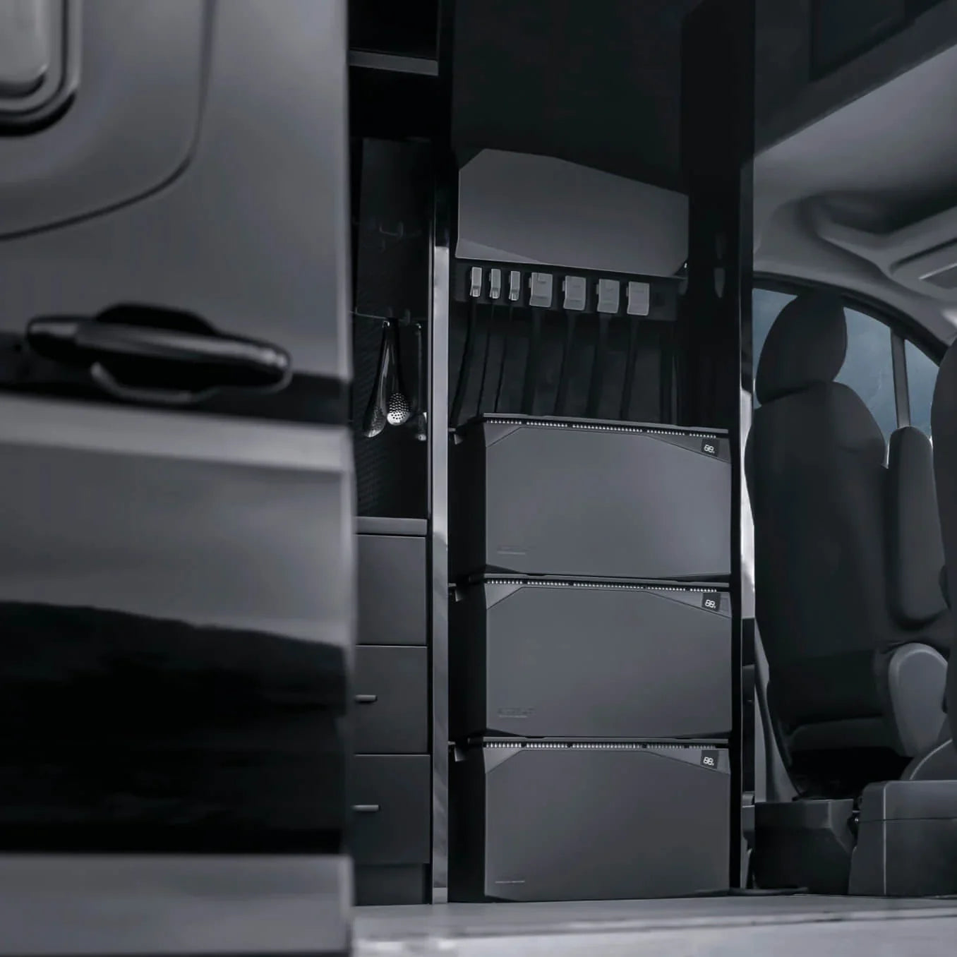 EcoFlow 5kWh Power Kit lifestyle van installation showing system components.