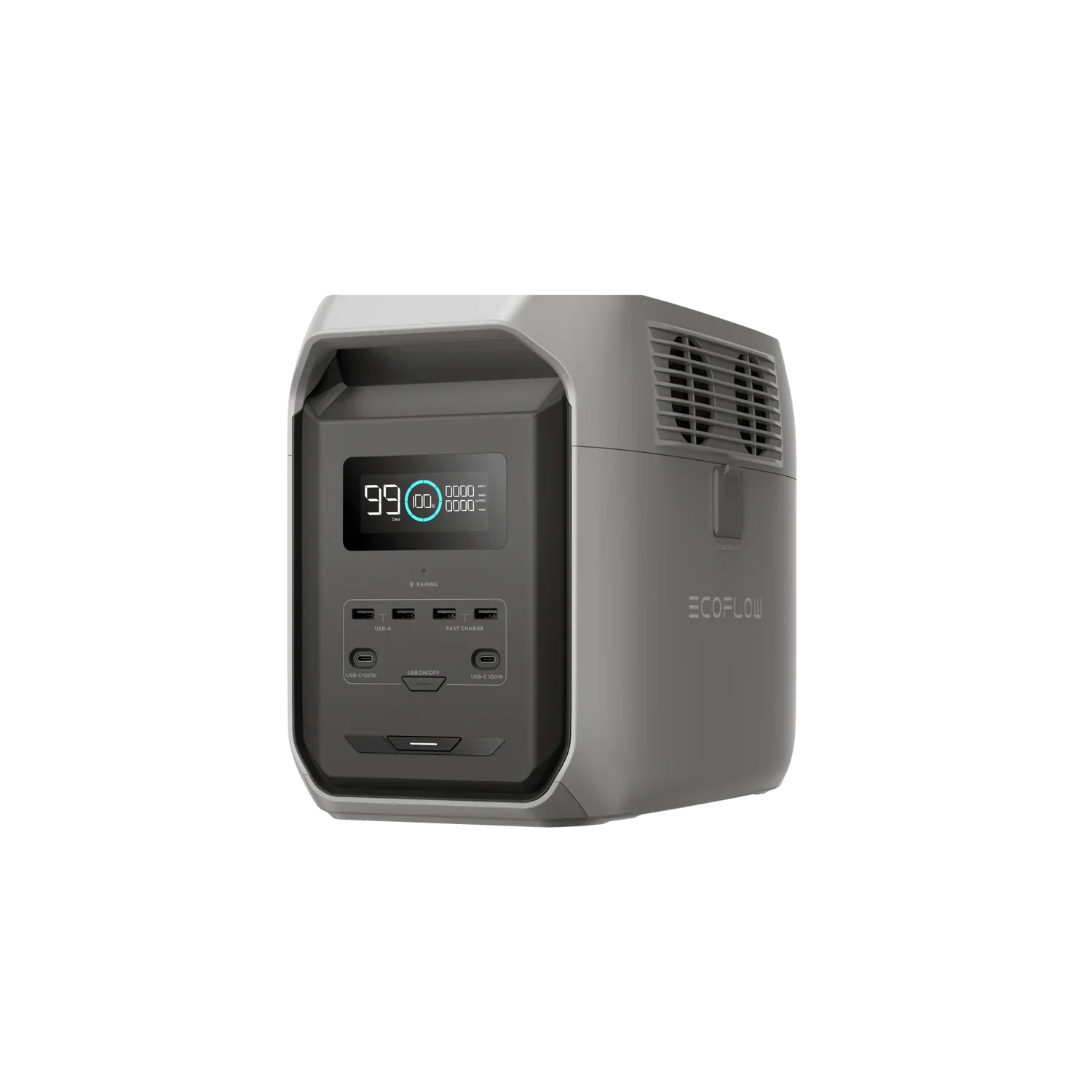 Angled view of the EcoFlow Delta 3 1500 Portable Power Station showcasing compact and sturdy design