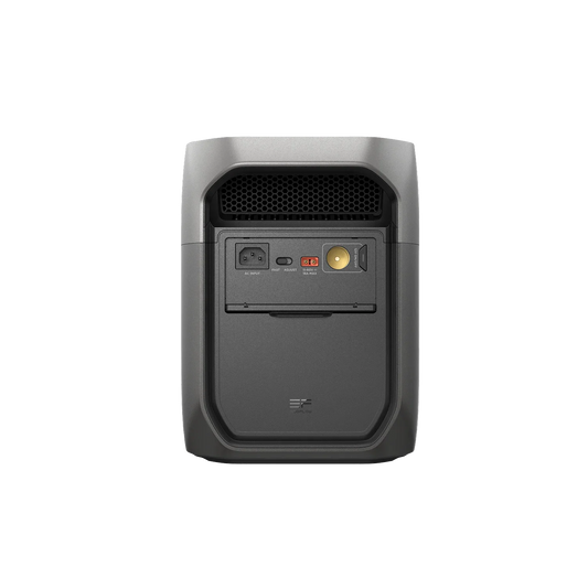 EcoFlow DELTA 3 Max rear panel view showing input and output ports for home and outdoor power.