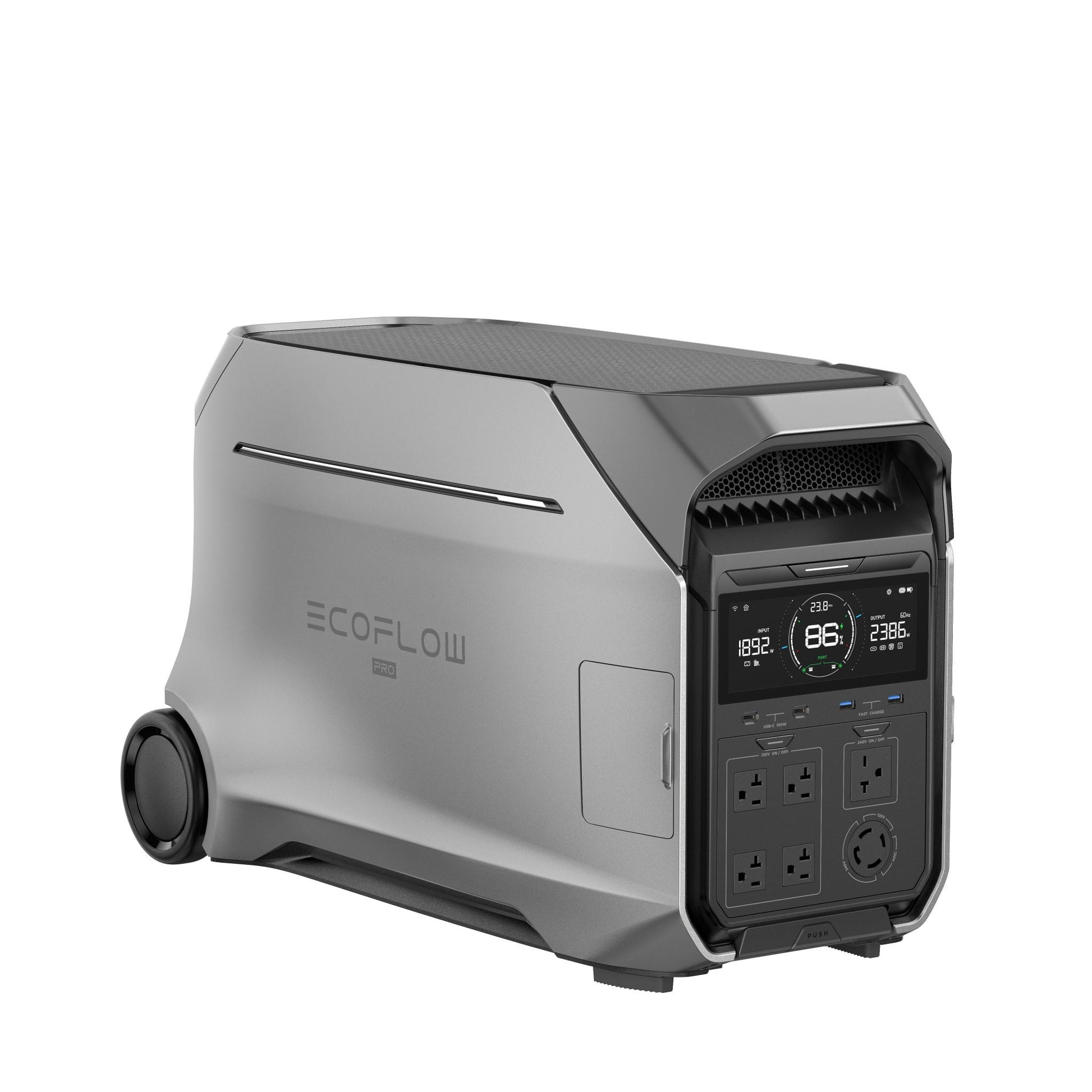 EcoFlow Delta Pro 3 top left view showcasing power module design.