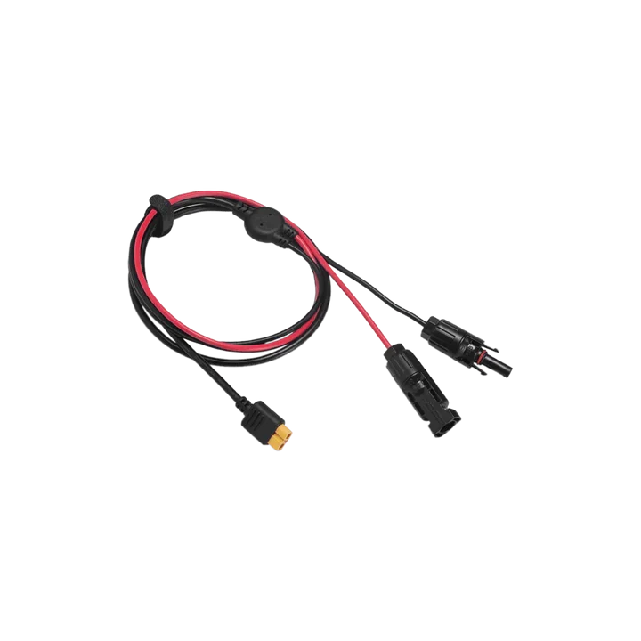 EcoFlow MC4 to XT60i cable coiled with red and black leads and compatible connectors.