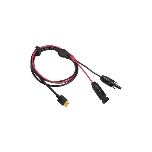 EcoFlow MC4 to XT60i cable coiled with red and black leads and compatible connectors.