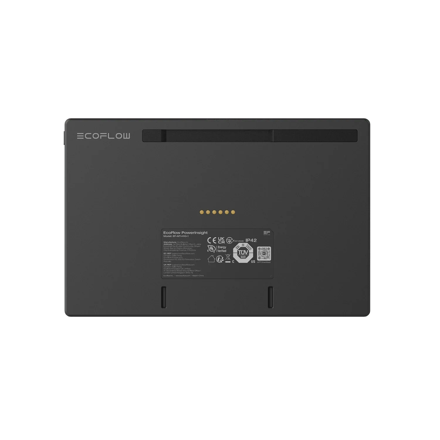 EcoFlow PowerInsight rear panel view with certification labels.