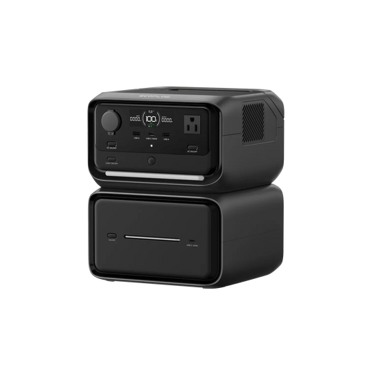 EcoFlow River 3 Max portable power station plus stack angled view