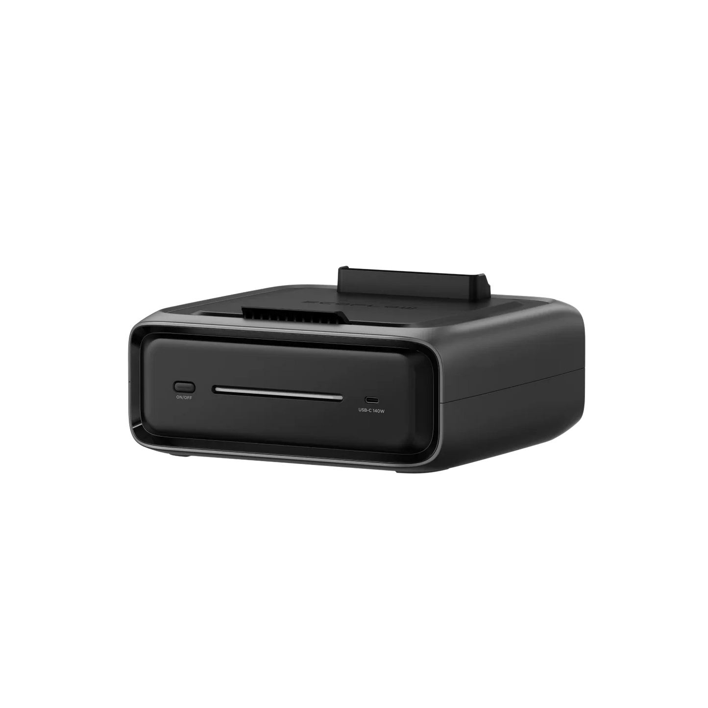 Angled front-right view of the EcoFlow River 3 Plus 300EB Smart Extra Battery showing Smart Extra Battery label and latch.