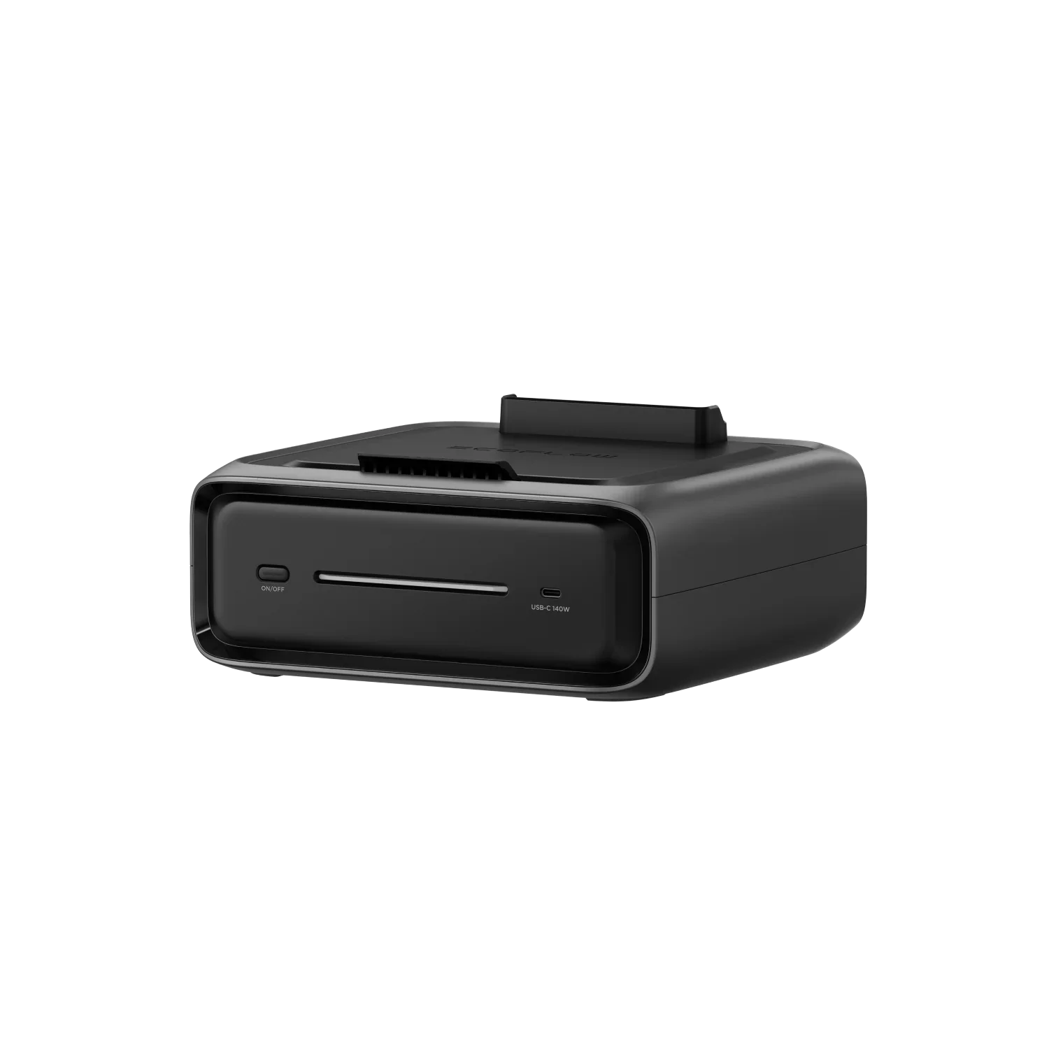 Angled front-right view of the EcoFlow River 3 Plus 300EB Smart Extra Battery showing Smart Extra Battery label and latch.