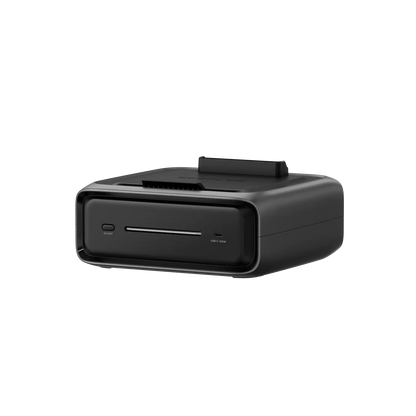 Angled front-right view of the EcoFlow River 3 Plus 300EB Smart Extra Battery showing Smart Extra Battery label and latch.