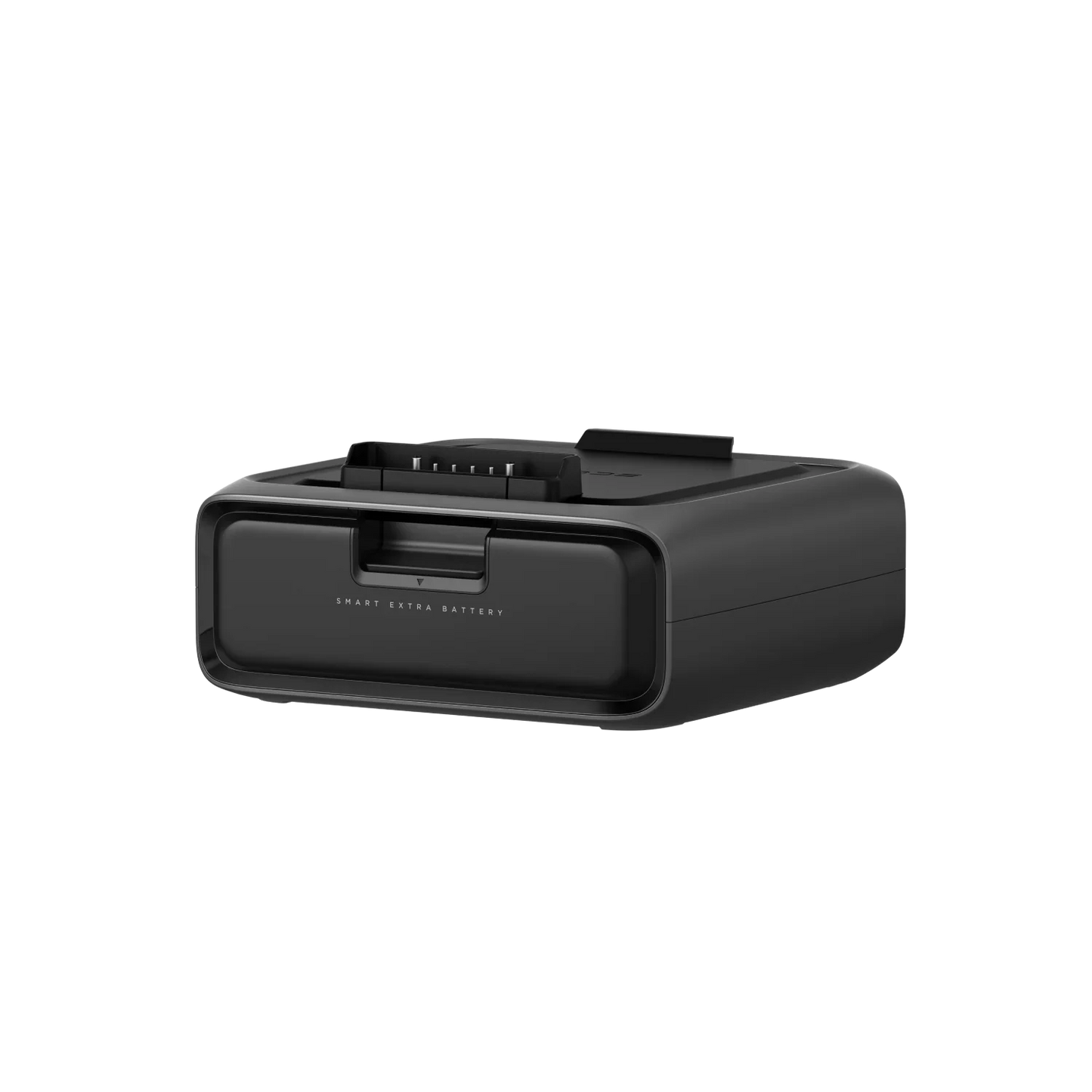 Angled rear-left view of the EcoFlow River 3 Plus 300EB Smart Extra Battery highlighting rear vents and structural contours.