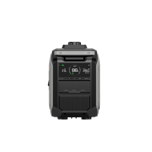 EcoFlow Smart Generator 3000 Dual Fuel front view with LCD status display and controls