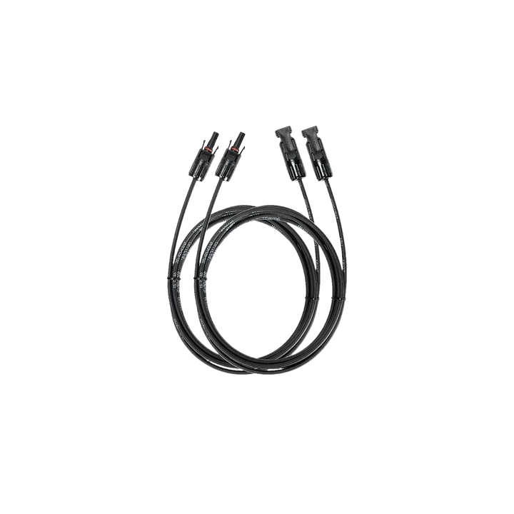 EcoFlow solar extension cable coiled with MC4 connectors for extended panel reach.