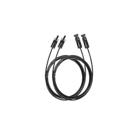 EcoFlow solar extension cable coiled with MC4 connectors for extended panel reach.