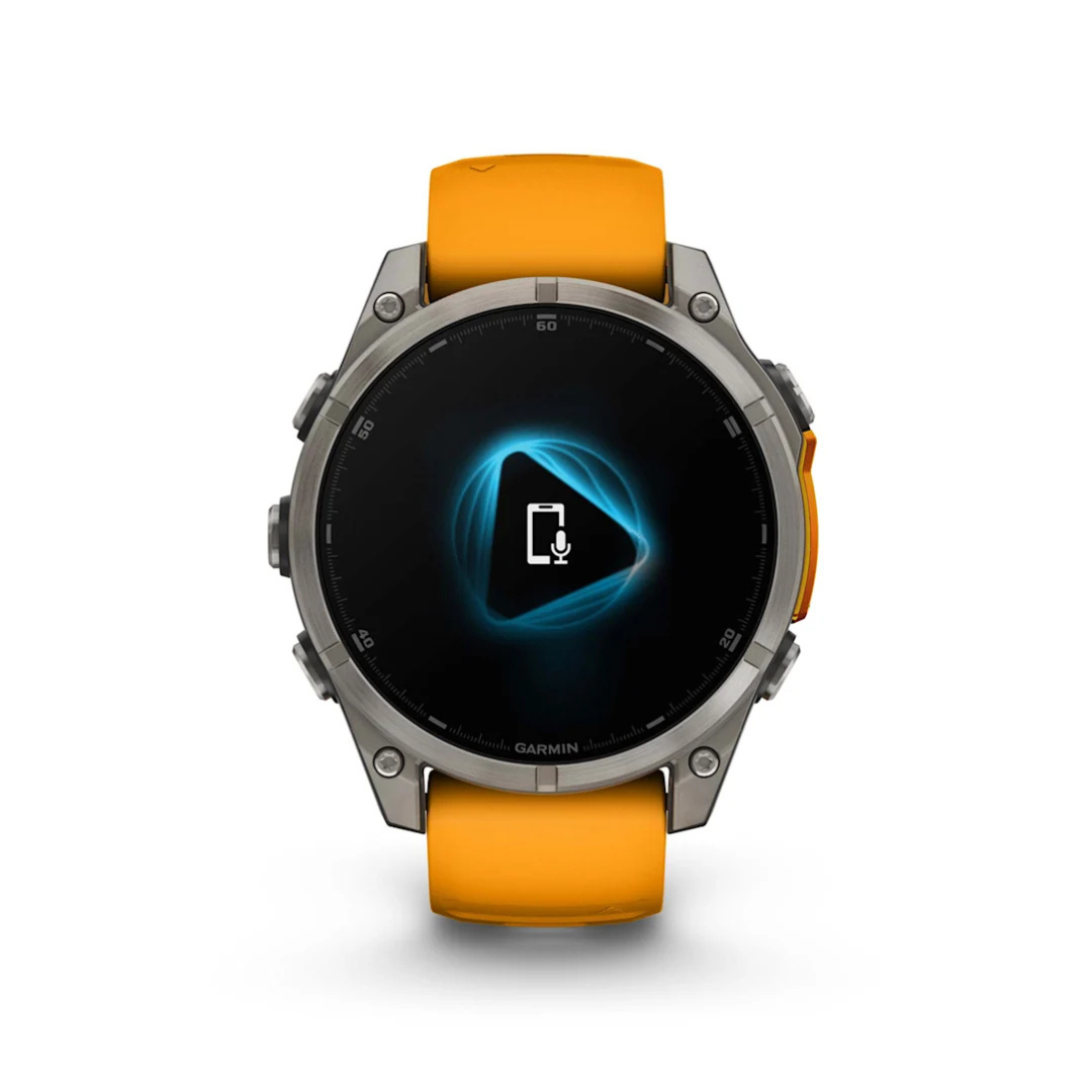 Garmin fēnix 8 AMOLED smartwatch voice assistant microphone feature screen with smart control interface