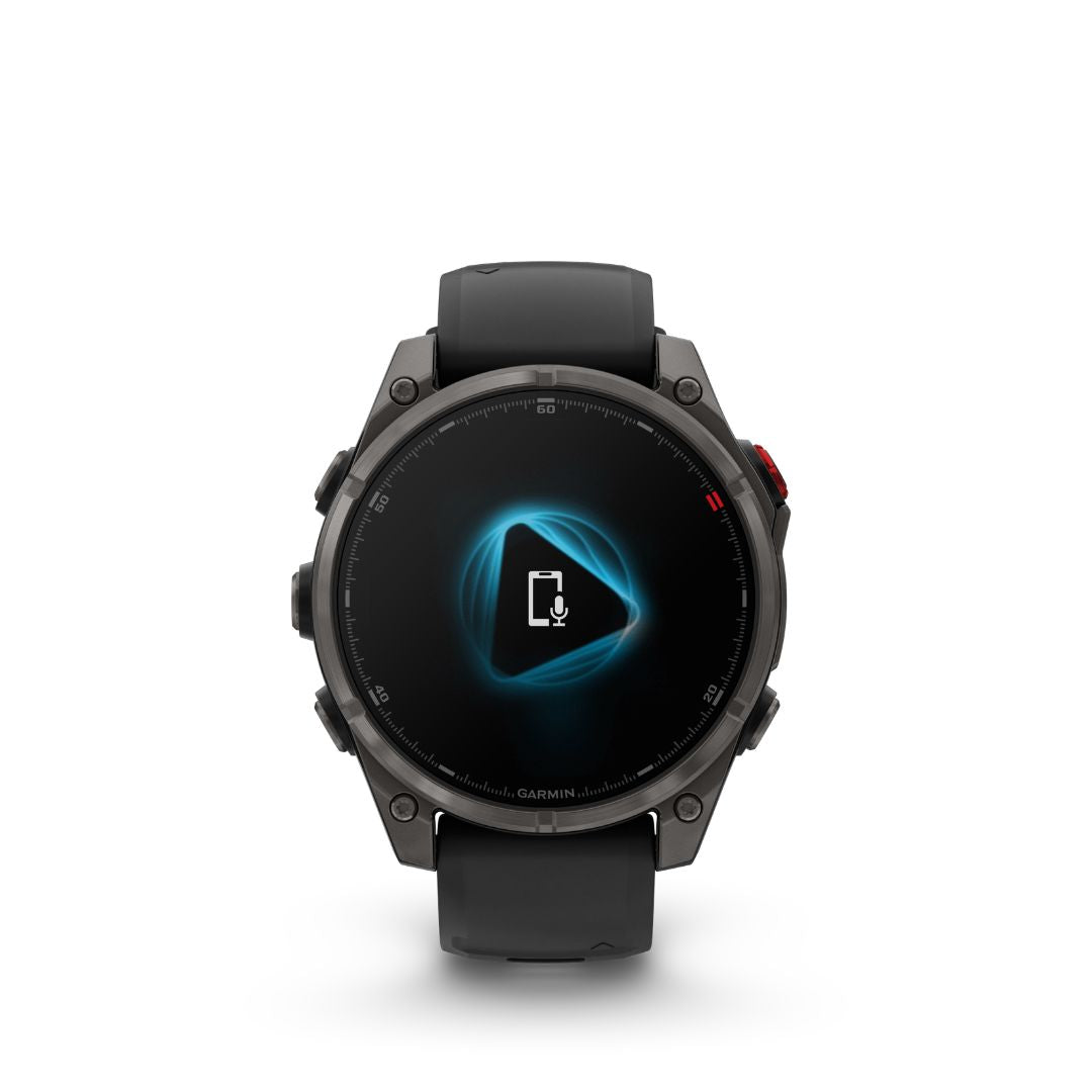 Garmin Fenix 8 Pro smartwatch voice assistant feature displayed on screen