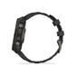 Garmin fēnix 8 47mm AMOLED GPS watch side view with carbon gray DLC titanium case and black pebble gray strap