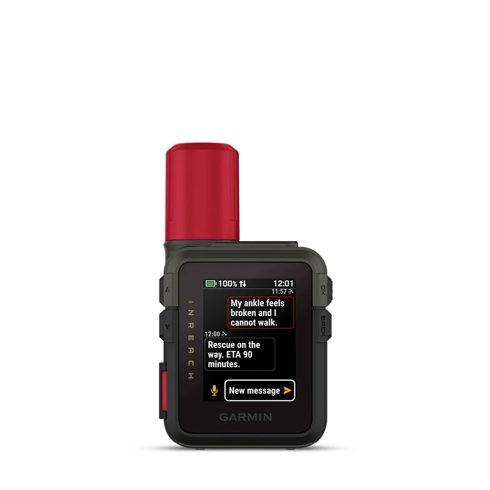 Garmin Mini 3 Plus communicator SOS emergency messaging screen