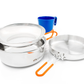 GSI Outdoors Glacier stainless 1 person mess kit complete camping cookware set with pot, lid, pan and cup