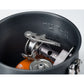Interior of GSI Halulite 1.8L boiler showing camping stove stored inside pot