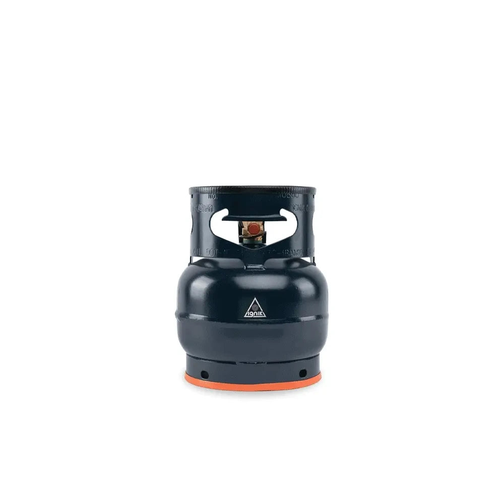 Front view of Ignik Gas Growler 3.8 lb refillable propane tank portable camping propane cylinder centered on light background