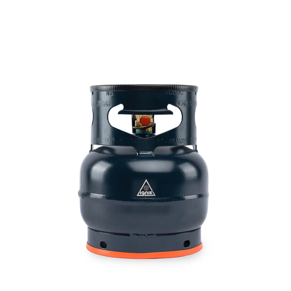 Ignik Gas Growler 3.8 lb refillable propane tank with carry handle and orange base shown on white background