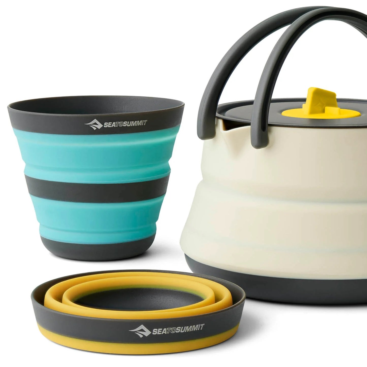 Sea to Summit Frontier UL Collapsible Kettle Cook Set Multi [2P] [3 Piece] [1] x Kettle 1.1L [2] x Cups