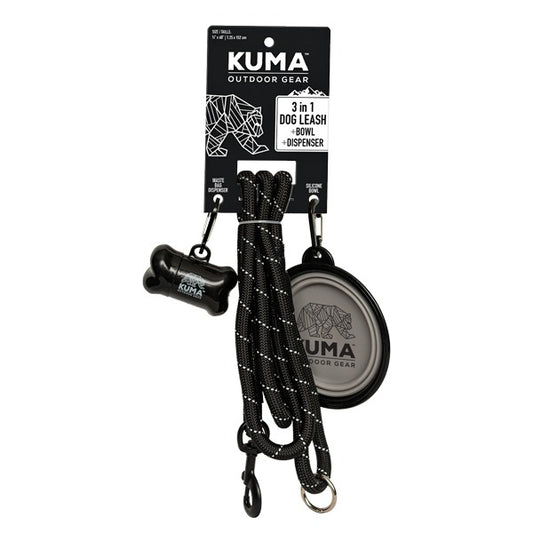 Kuma 3 in 1 Dog Leash - Black/Grey