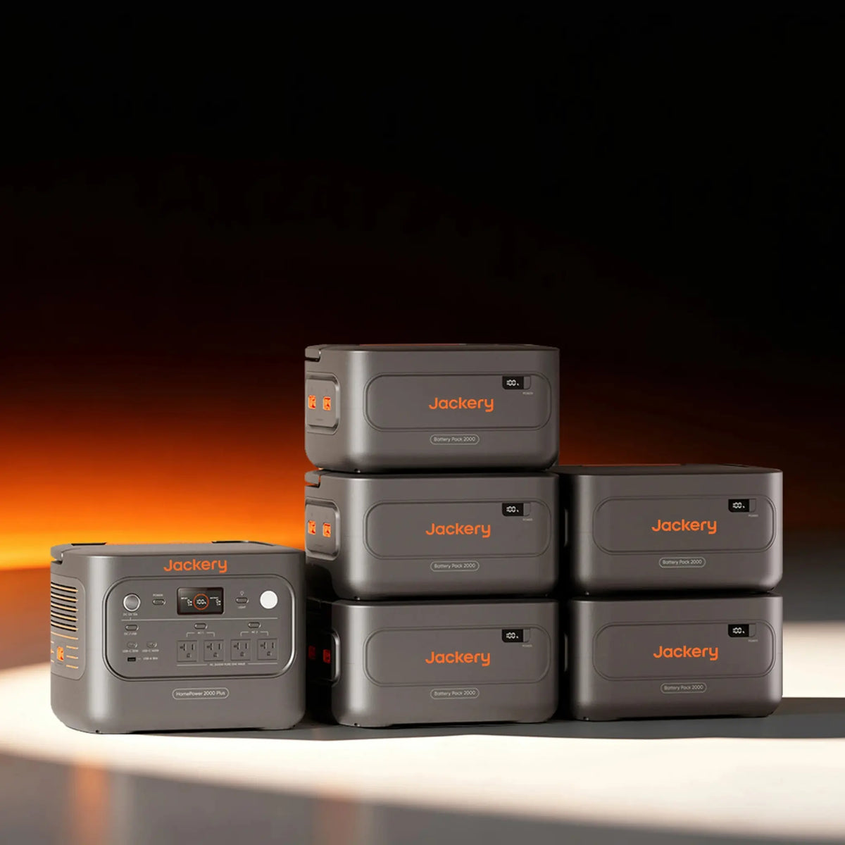 Jackery Battery Pack 2000 stacked with HomePower 2000 Plus power station