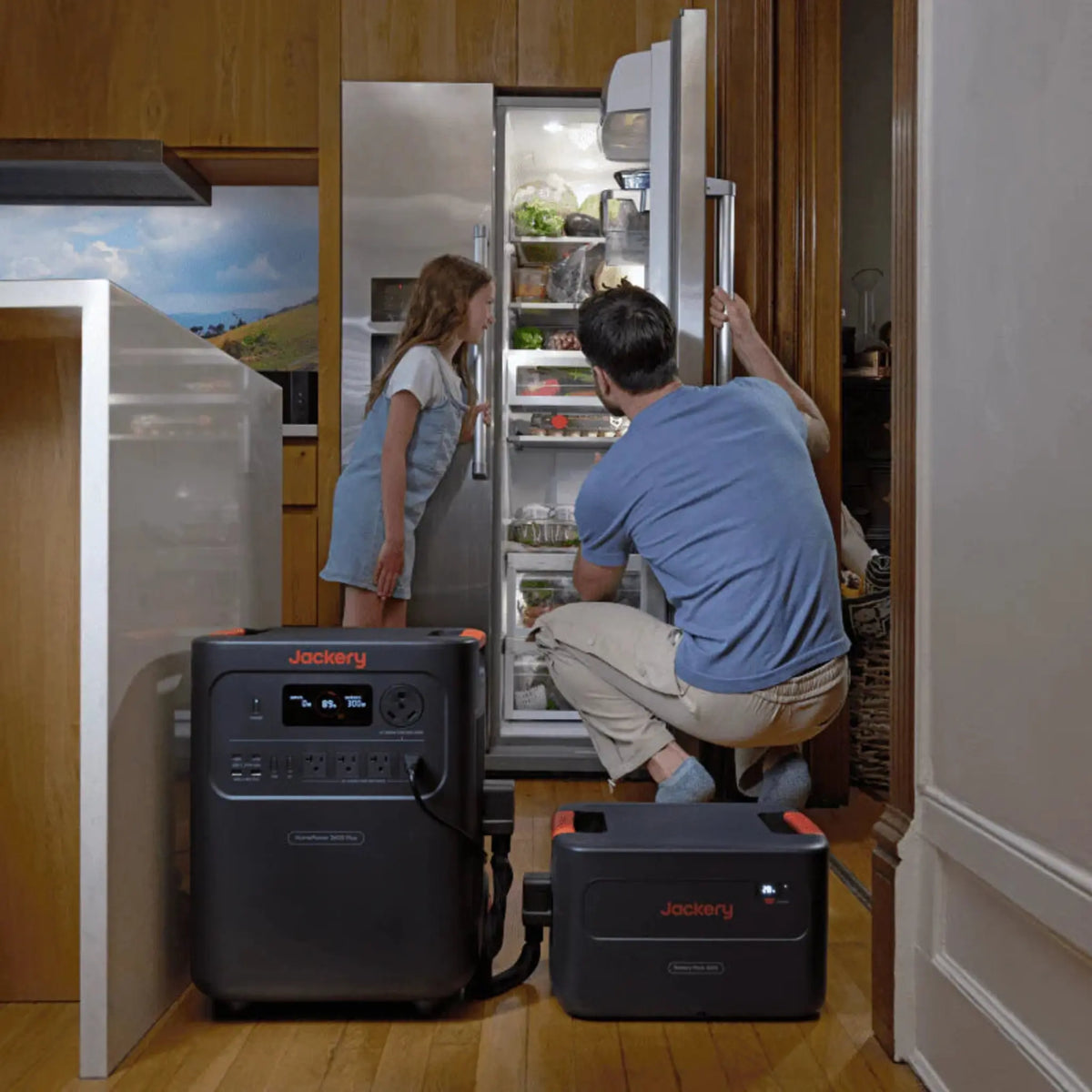 Jackery Battery Pack 3600 powering a refrigerator during an outage