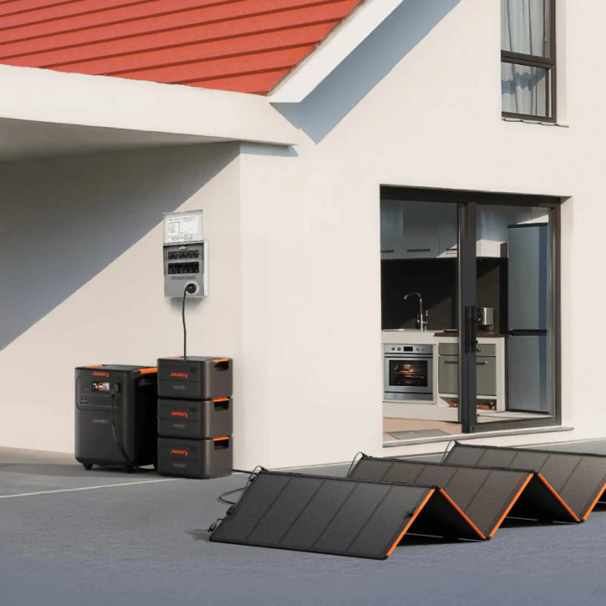 Jackery Battery Pack 3600 with solar panels for whole-home backup