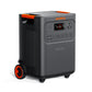 Angled view of the Jackery HomePower 3600 Plus with built-in wheels, carry handles and side vent