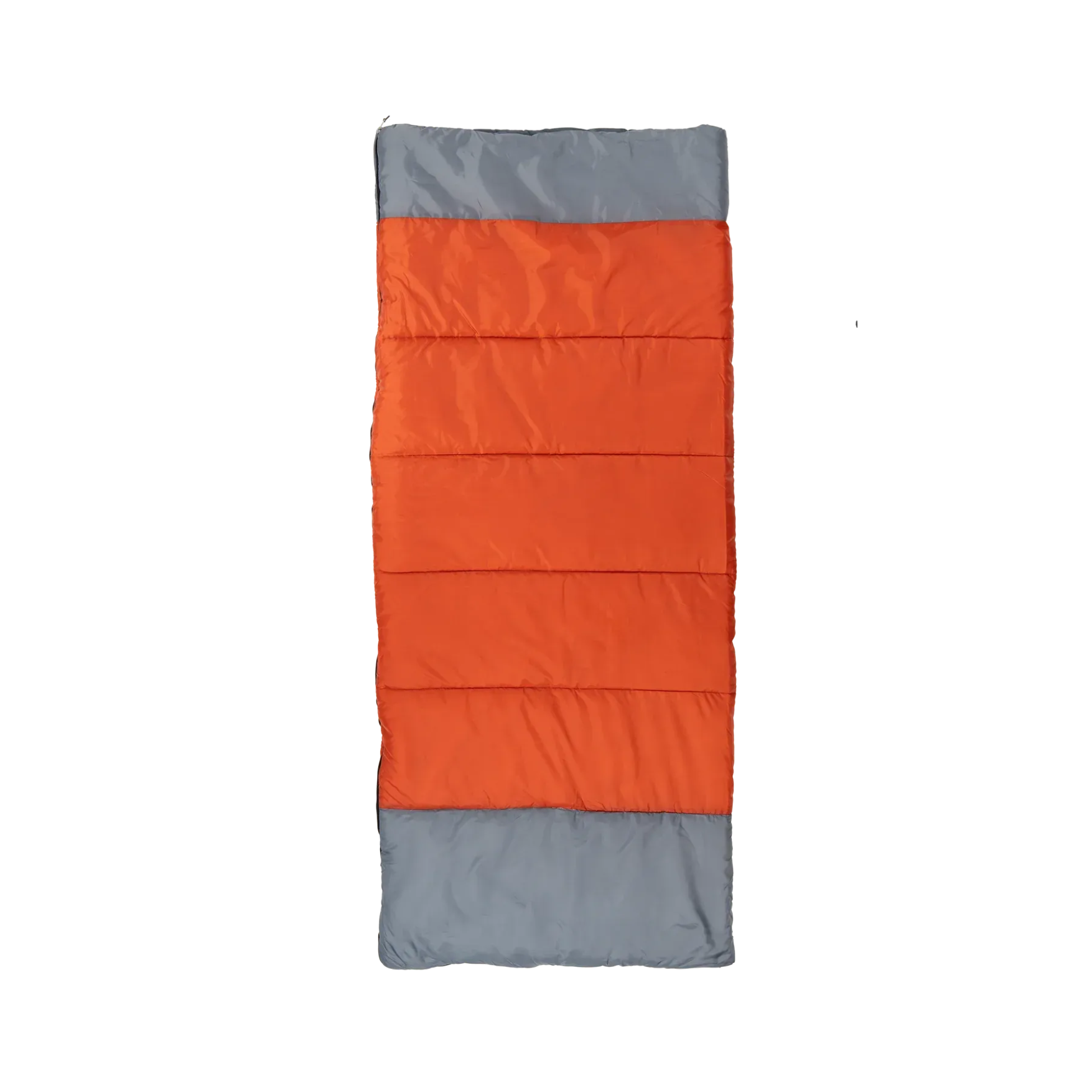 Klymit Bozeman 35 Large sleeping bag orange and grey flat lay fully extended view