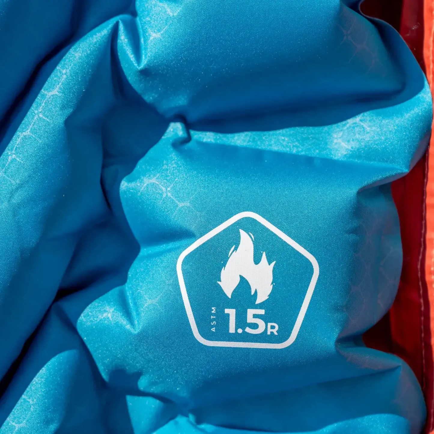 Klymit Static V Base sleeping pad showing ASTM R-value 1.5 insulation rating