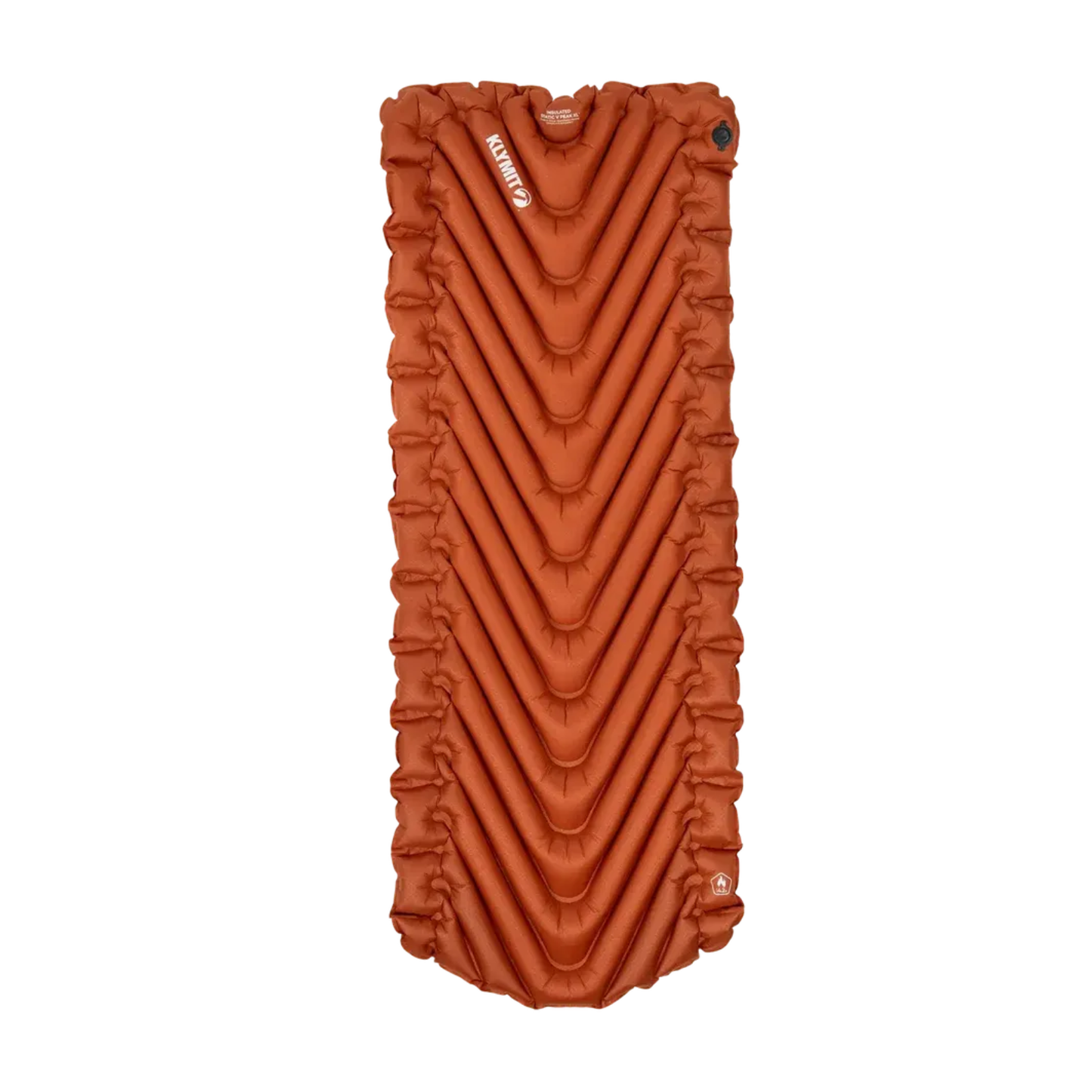 Klymit Insulated Static V Peak XL sleeping pad overhead view ultralight insulated camping pad for backpacking