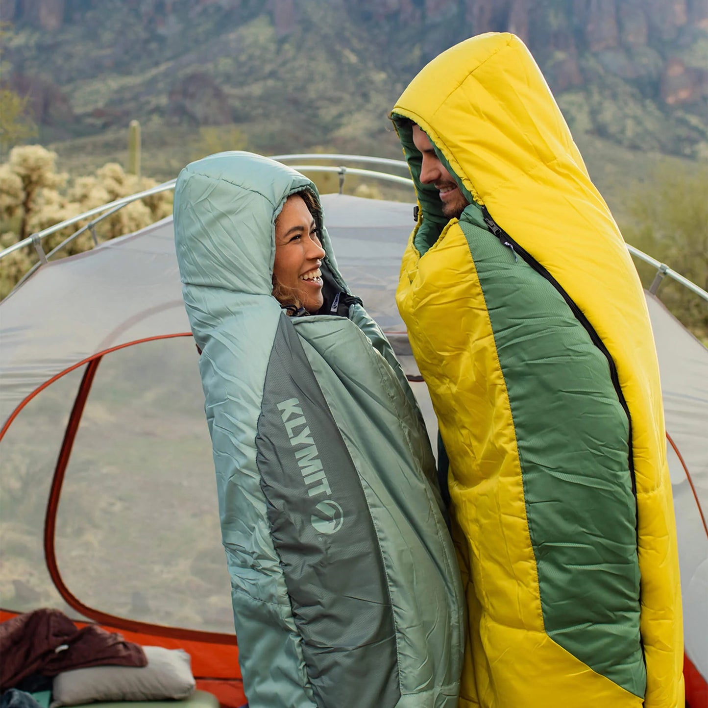Klymit Wild Aspen 20 mummy sleeping bag with hood showing warmth and insulation outdoors