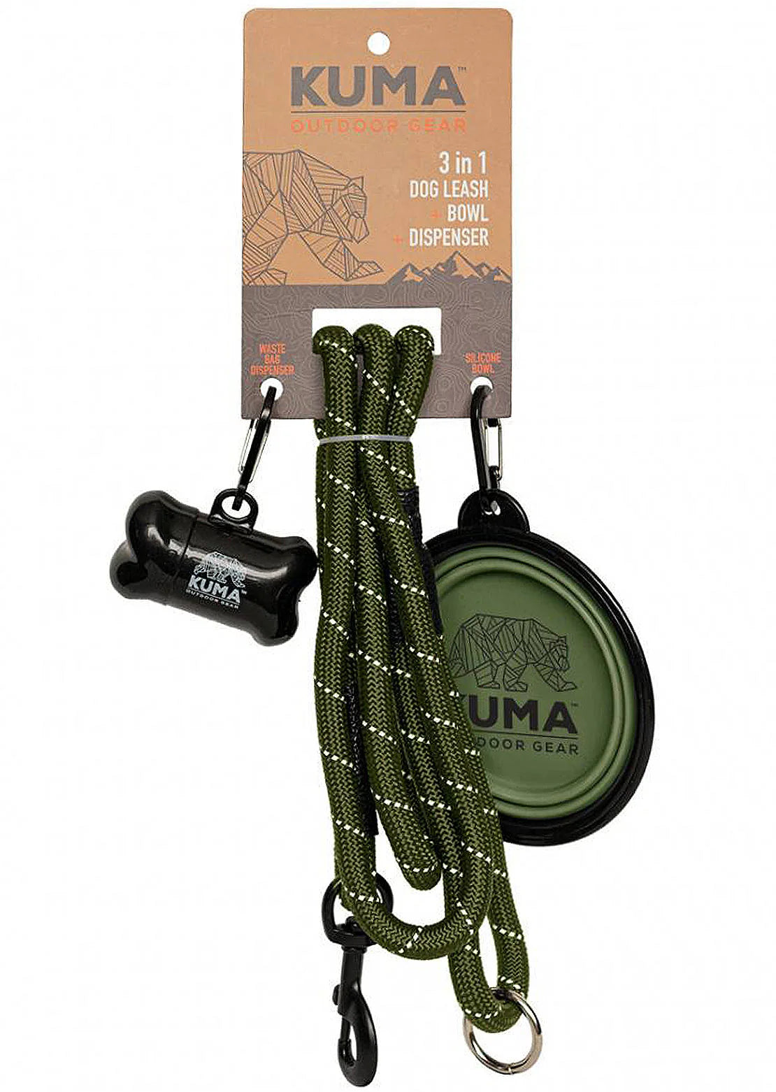 Kuma 3 in 1 Dog Leash - Green