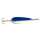 Len Thompson spoon fishing lure in blue and white and nickel treble hook
