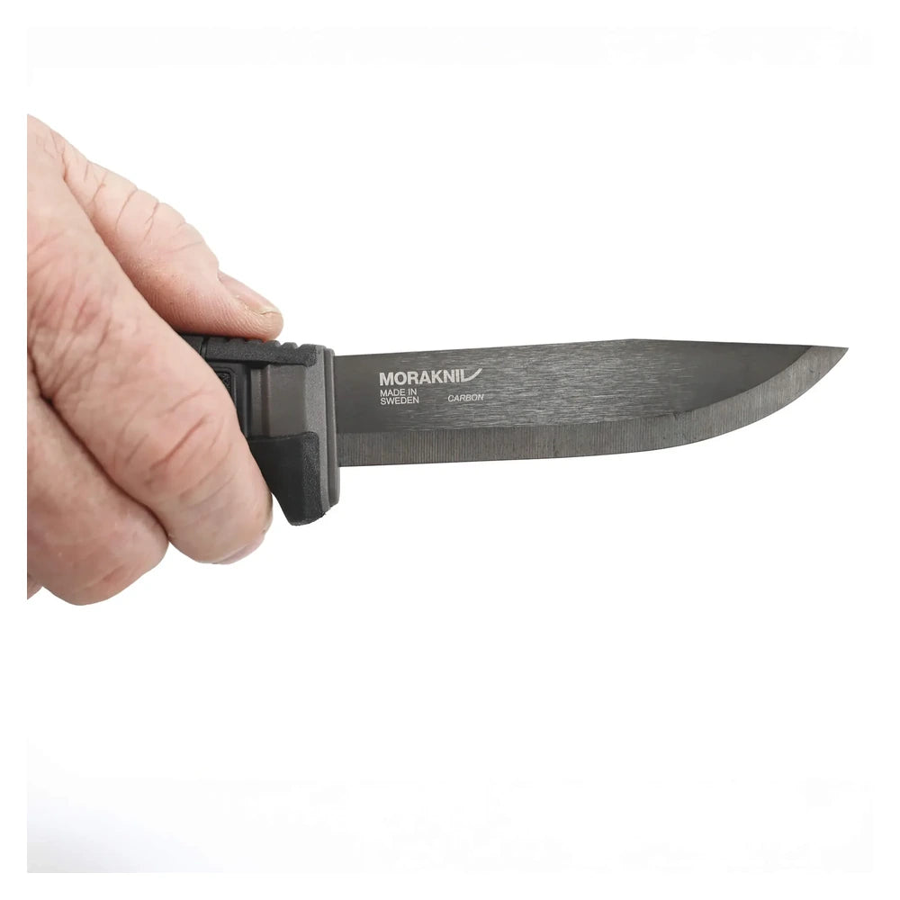 Morakniv Amberg BlackBlade handheld usage product image optimized for Shopify e-commerce listing with white background