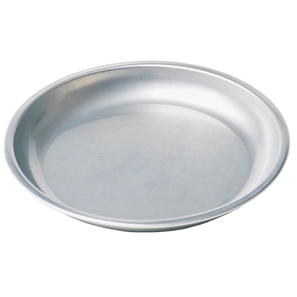 MSR Alpine Plate stainless steel plate isolated on white background